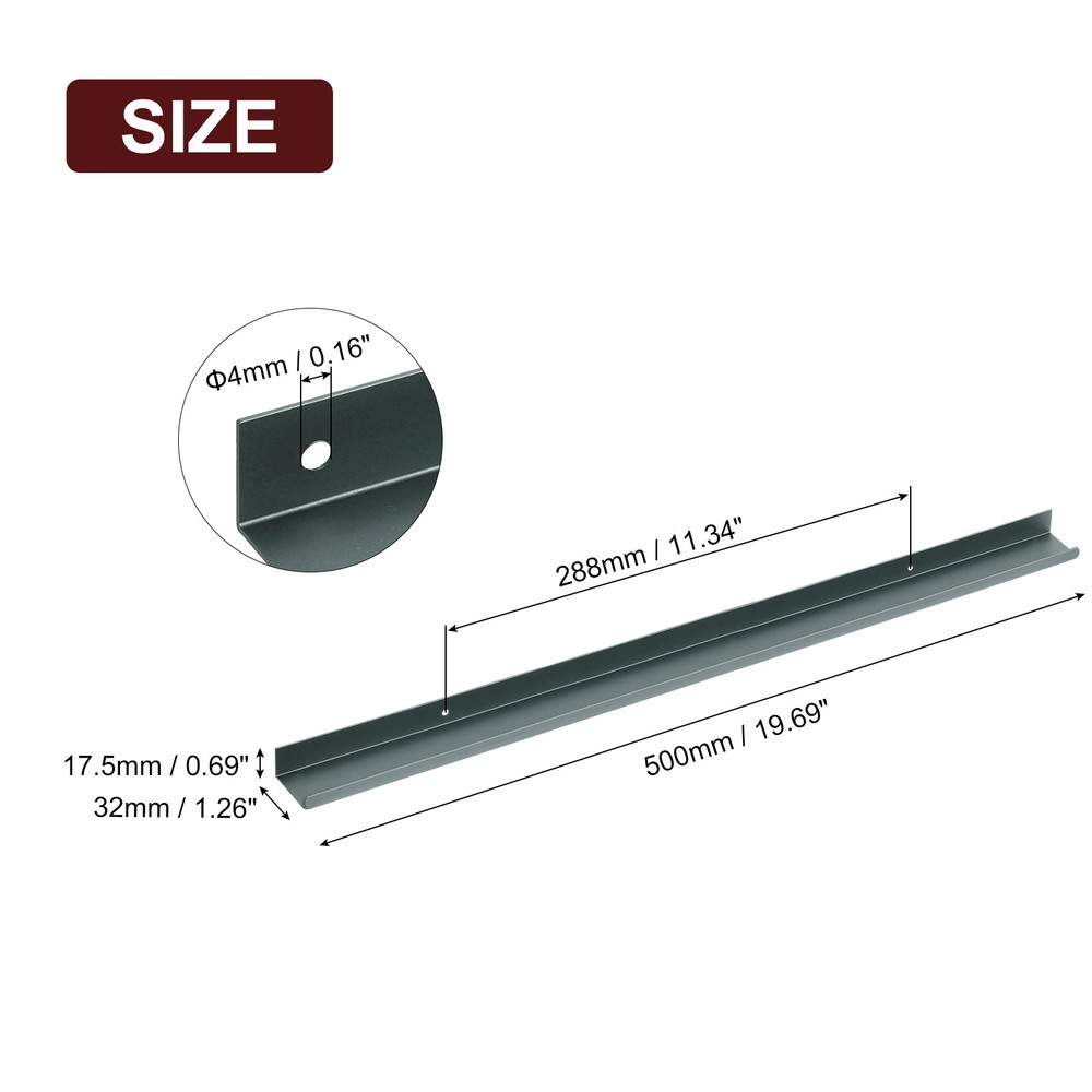Cabinet Edge Finger Pull, 3pcs 500mm / 19.69" Hidden Cabinet Pulls, Gray
