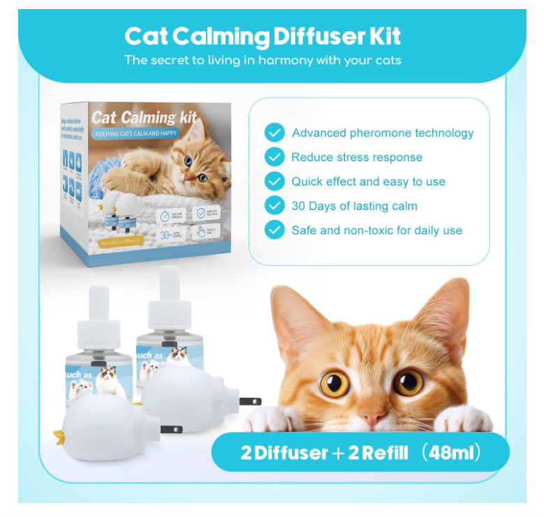 Duasdne Cat Calming Diffuser 2 Pack Cat Pheromones Calming Diffuser Refill Helps