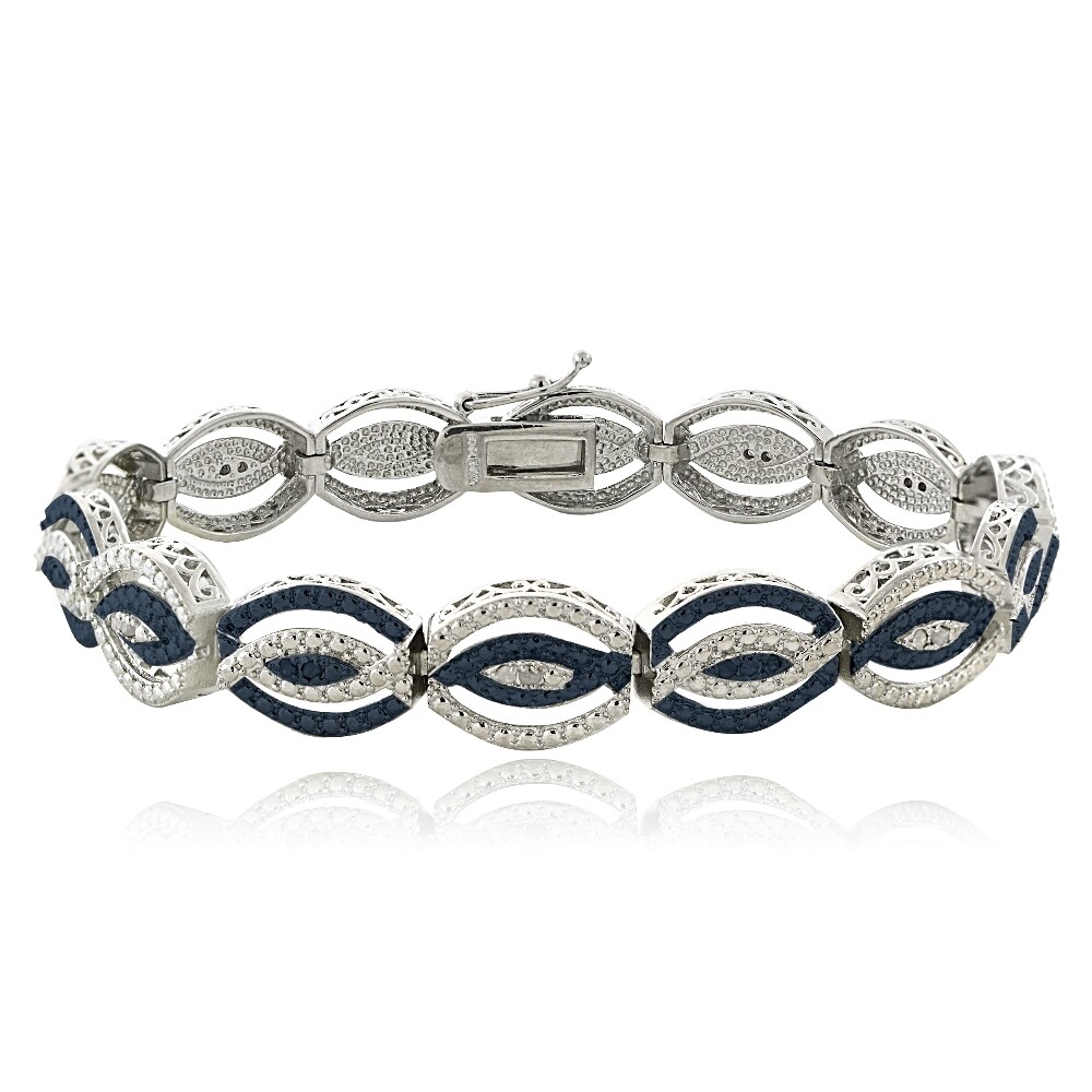 1/4 Ct Blue & White Diamond Intertwining Infinity Bracelet