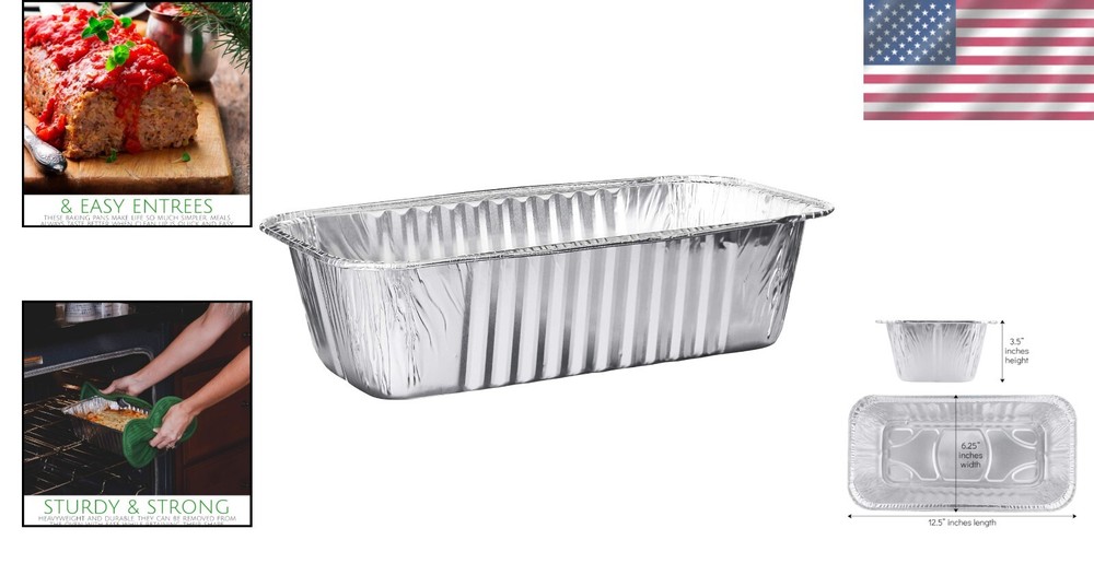 Rectangular 5 Lb 25 Pack Aluminum Loaf Pans - Perfect for Cooking & Baking