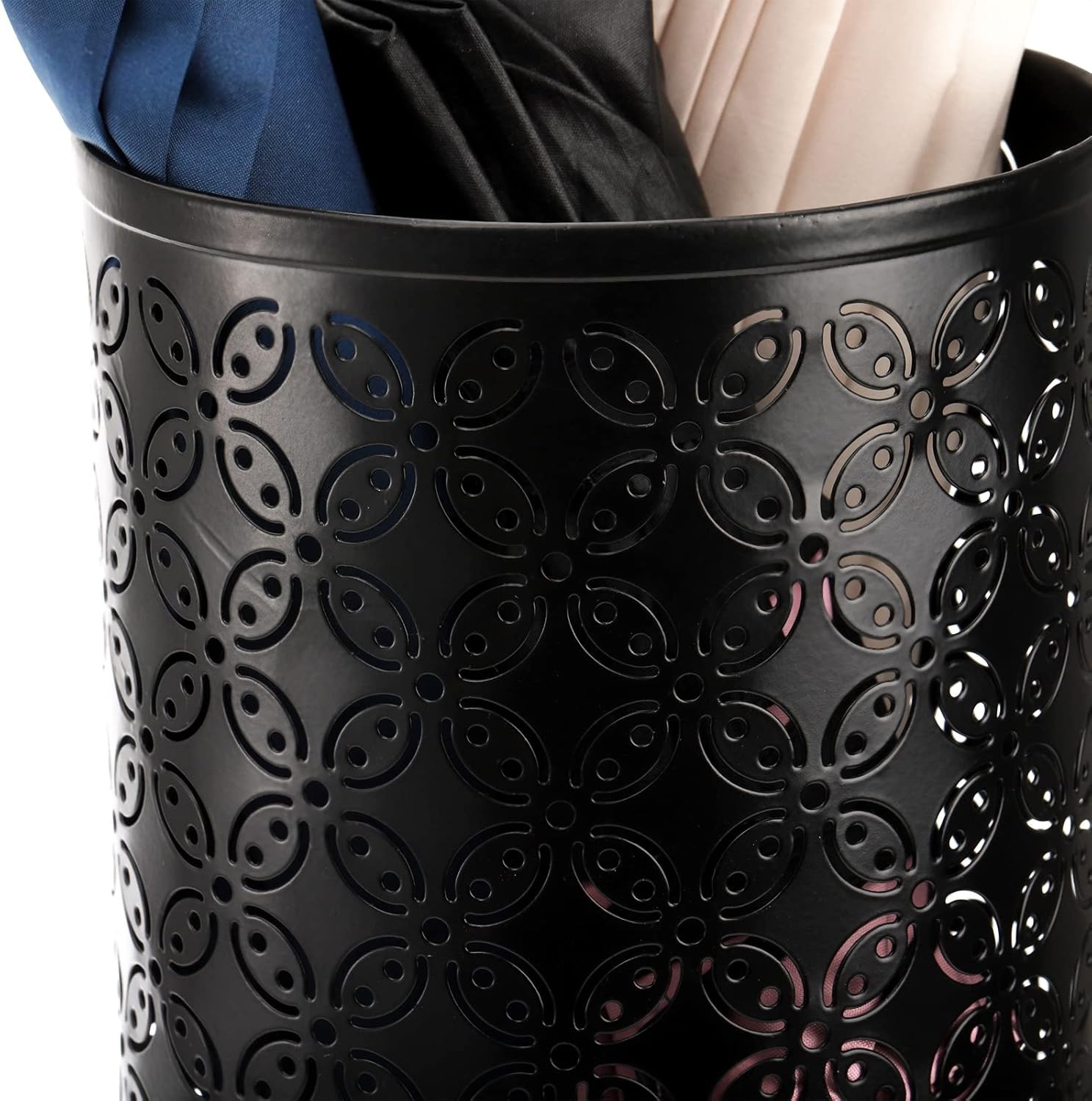 Hacaroa Metal Round Umbrella Stand Rack, Free Standing Umbrella Holder Bin, Cane