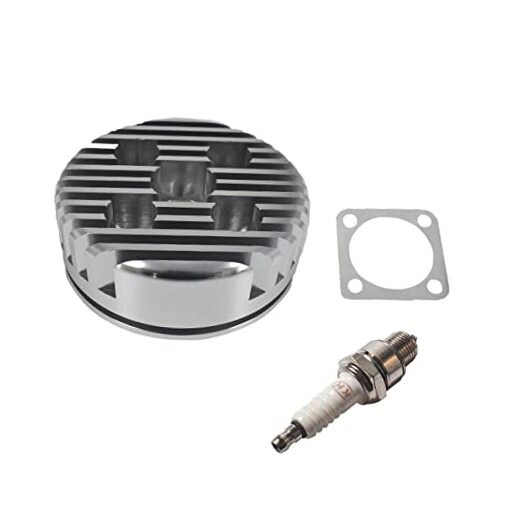 80cc CNC Cylinder Head & Spark Plug for 66cc/80cc Engine - Silver