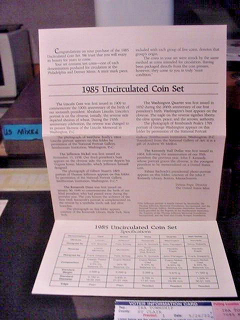 1985 U.S. Mint P&D Uncirculated Coin Set