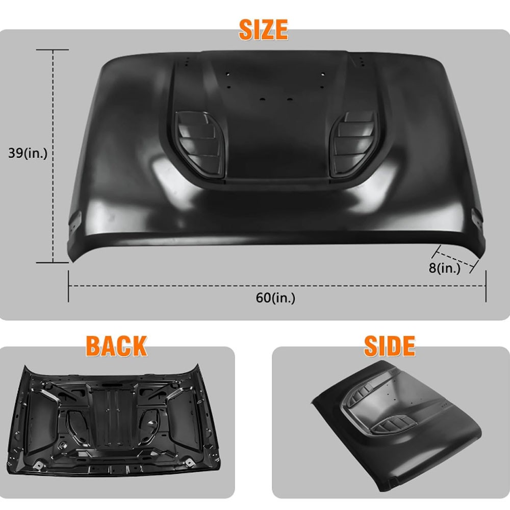 For 2007-18 Jeep Wrangler JK JKU Metal Replacement Hood 10th Anniversary Style