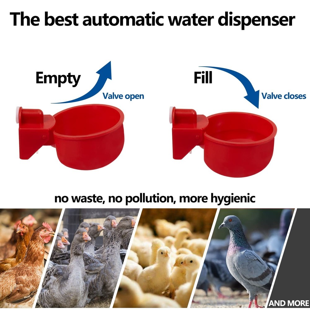 Chicken Automatic Waterer Kit for Poultry Float Style Gravity Water Feeder Dr...