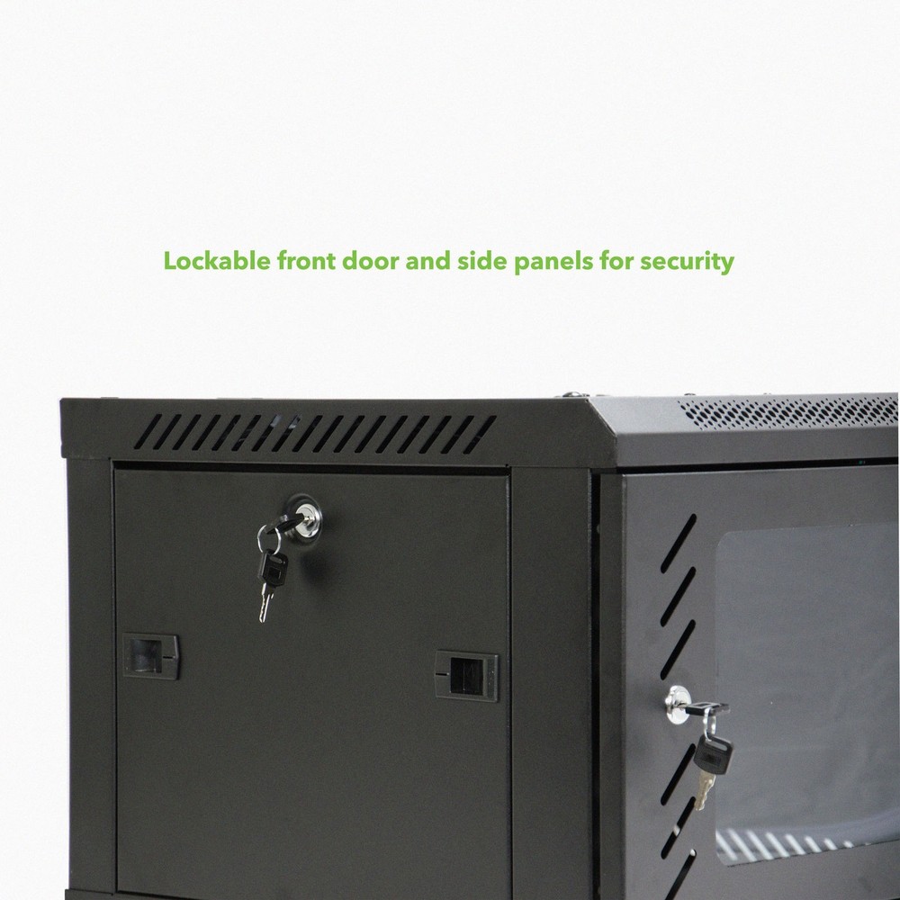 Server Cabinet 19" 6U Rack Wall Mount 16.5" Deep with Key Lock Fan Data Network