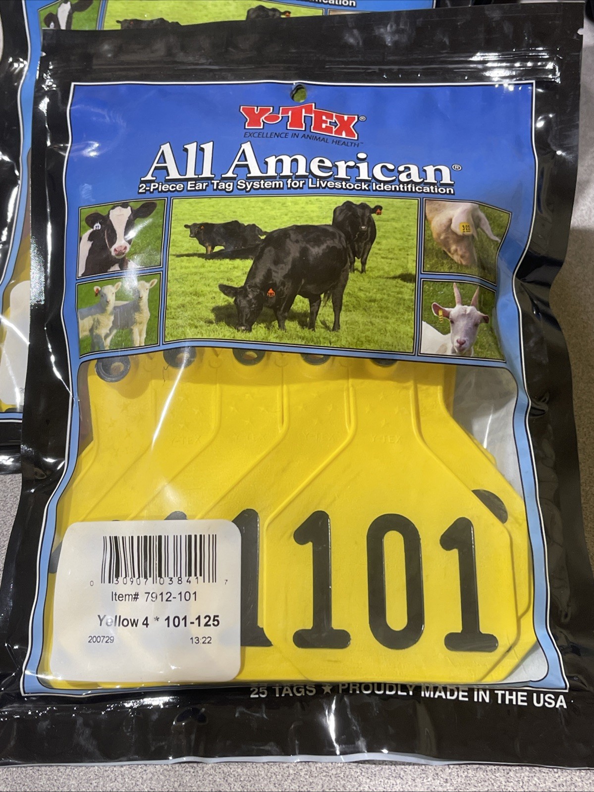 Y-Tex 4 Star Large Cattle Tags 25 Pack, 2 Piece Ear Tag System, Yellow, 101-125