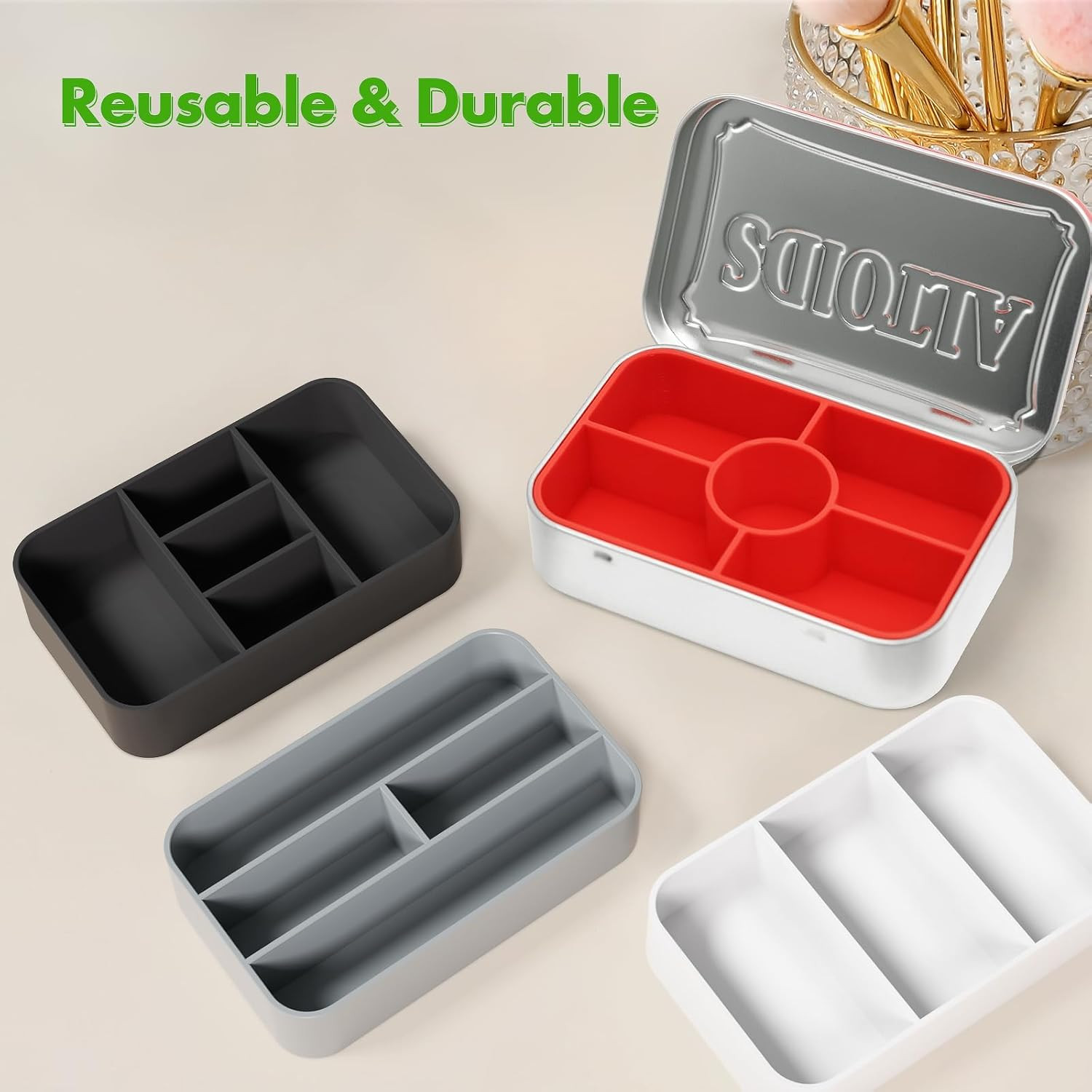 4-Pack Tin Organizer Inserts for Altoids 1.76oz – Dividers for Travel, Pills & M