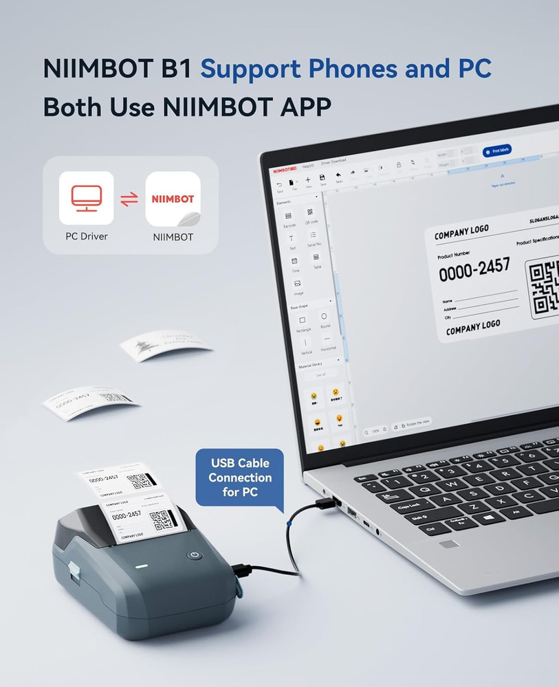 Bluetooth Thermal Label Printer Machine iOS Android USB Maker Tape Office Home