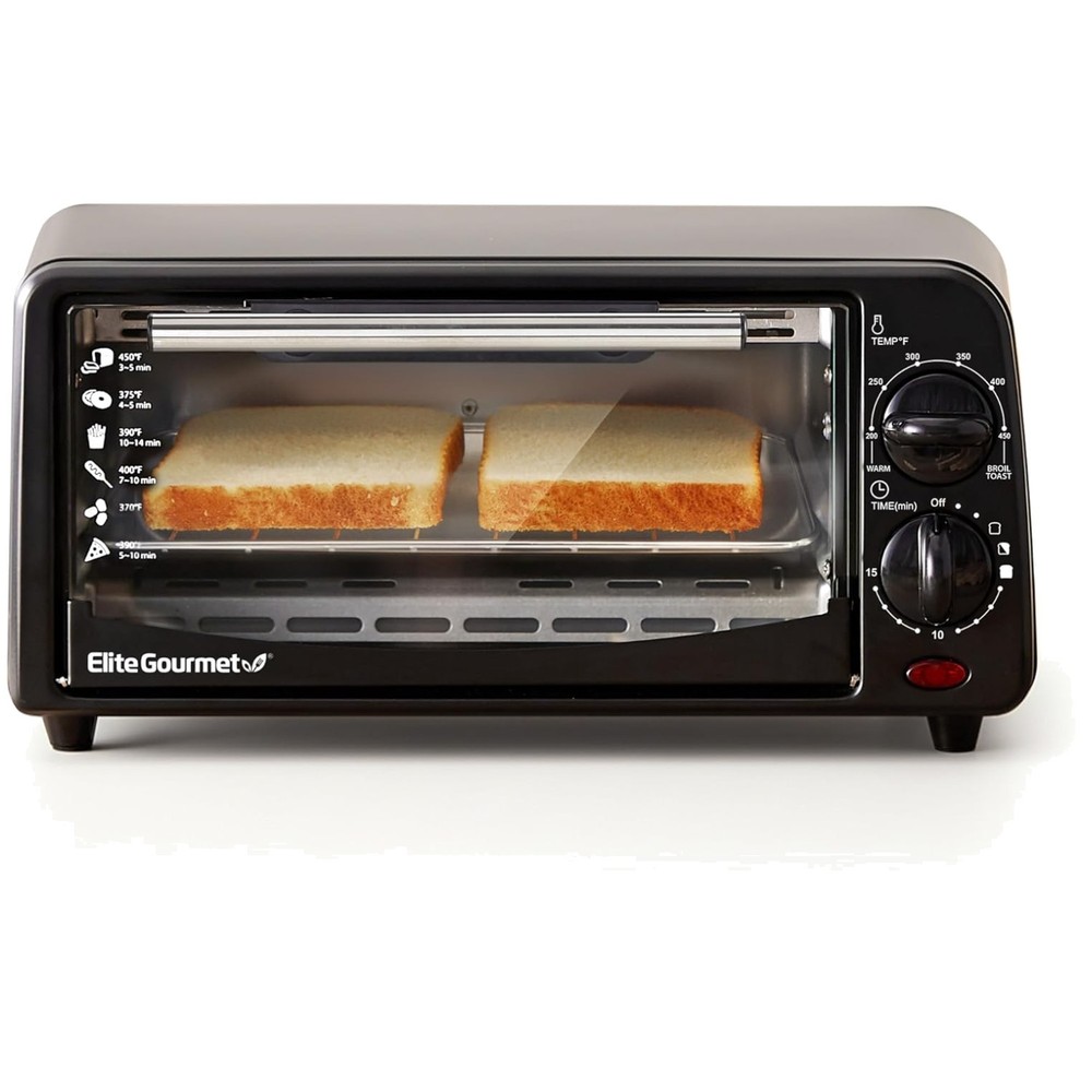 Portable Toaster Oven, Adjustable Temp & Timer, Black