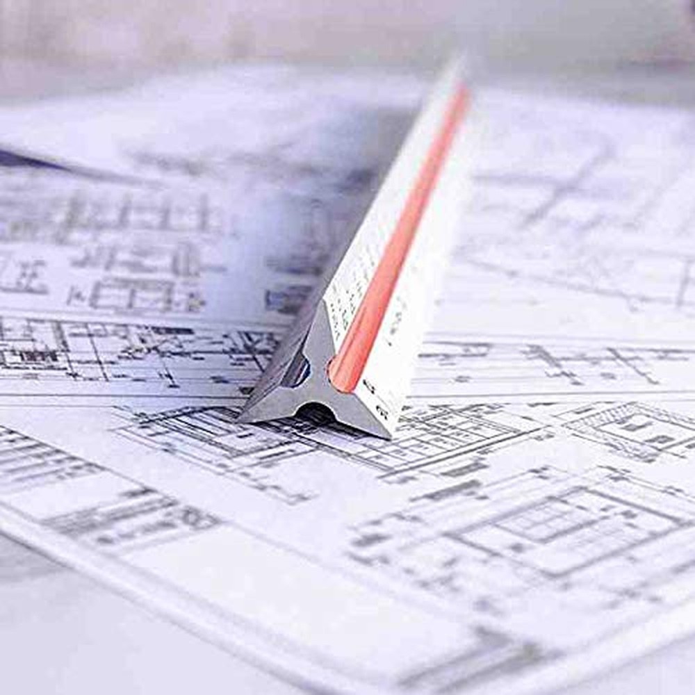 Triangular Engineering Scale Aluminum Ruler for Architects, Engineers and Stu...