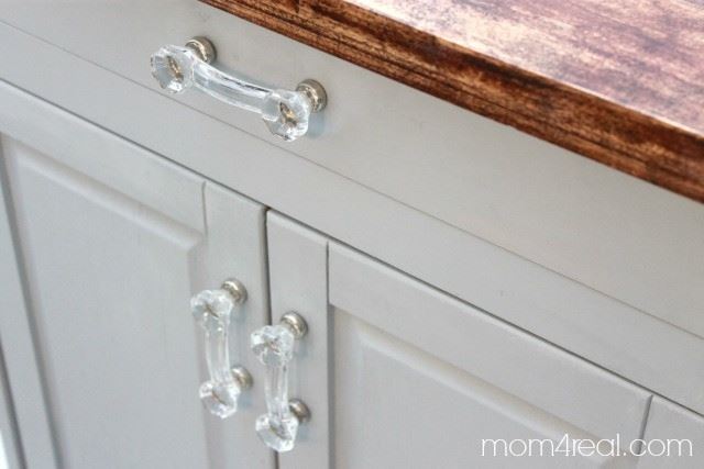 3" Octagon Glass Pull Clear with Brushed Nickel