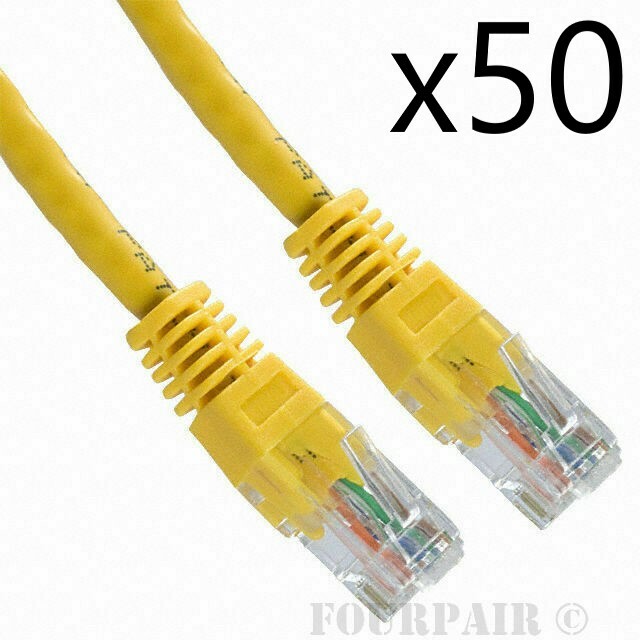 50 Pack Lot 15ft CAT5e Ethernet Network LAN Router Patch Cable Cord Wire Yellow