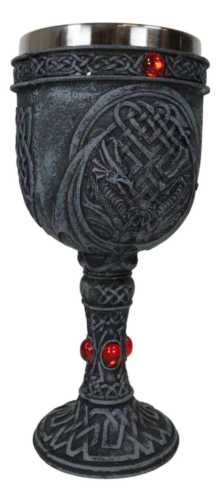 Ebros Celtic Winged Dragon Wine Goblet Chalice Resin Body Stainless Steel Liner