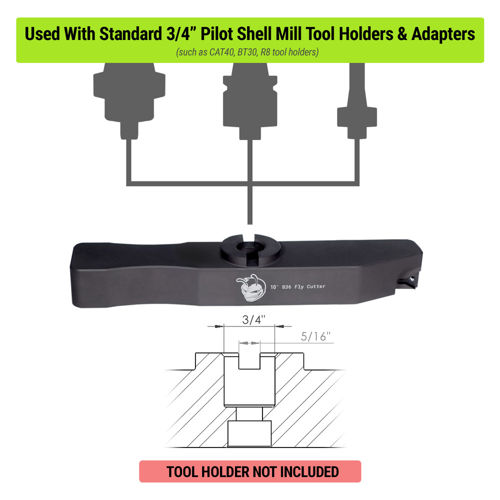 Deka Tool - 10" B36 Fly Cutter - 3/4" Pilot Shell Mill Connection