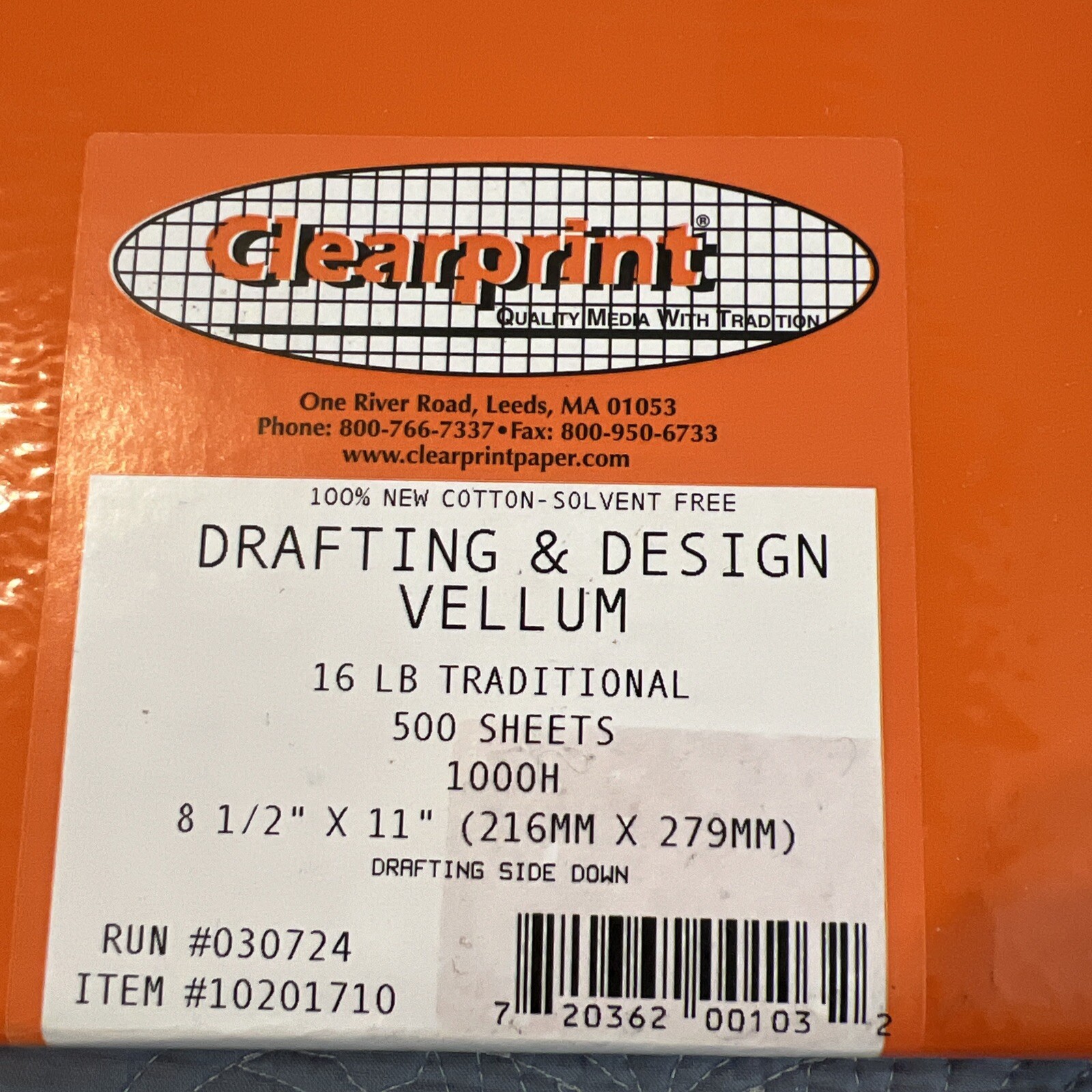 Clearprint Drafting & Design Vellum 16 LB 8.5 X 11 500 Sheets 1000H