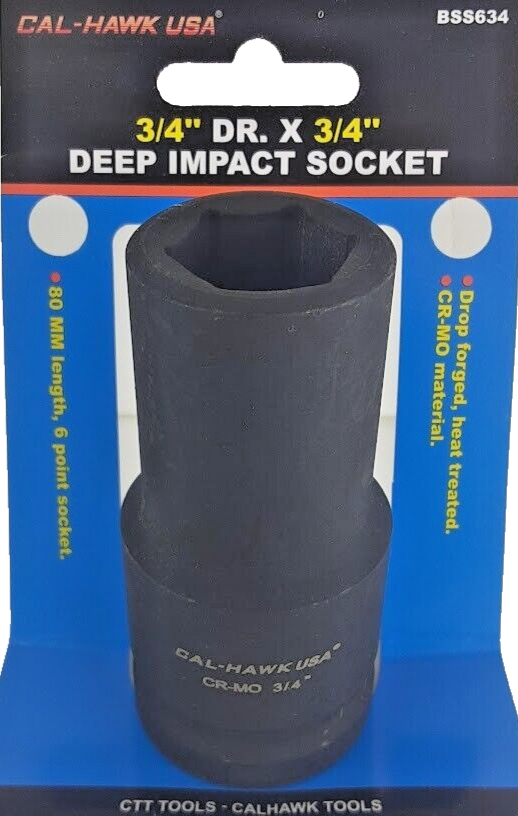 3/4" DR. X 3/4" DEEP IMPACT SOCKET 6-POINT Chromium-molybdenum CR-MO MATERIAL
