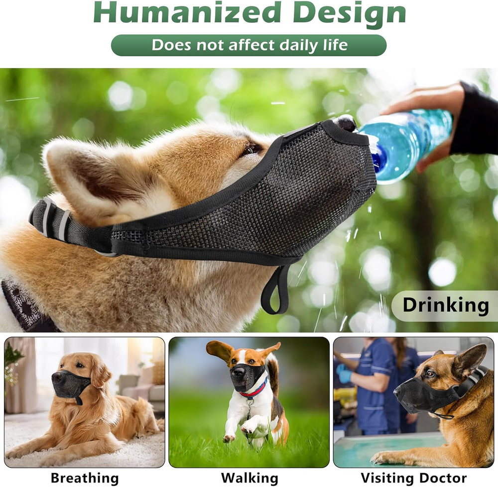 Dog Muzzle for Small Medium Large Sized Dogs, Adjustable Basket Muzzle for Dogs
