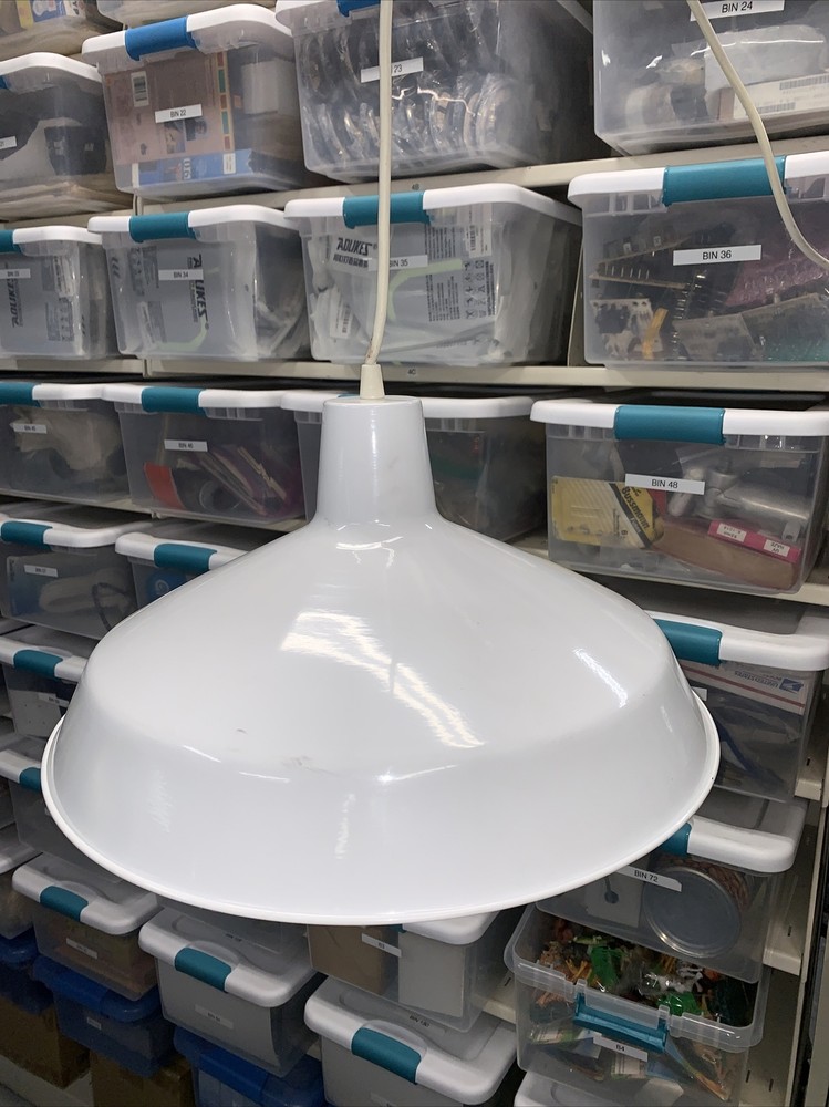 Large White Pendant Industrial Light 16”￼