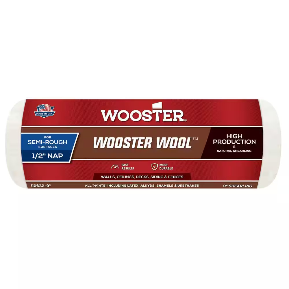 9 In. X 1/2 In. High Density Pro Wool Roller Cover