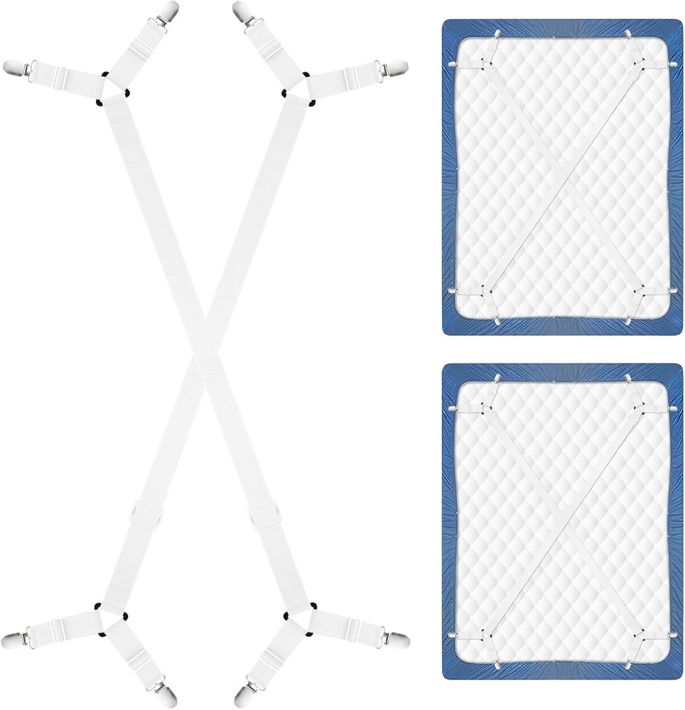 CHRORINE Bed Sheet Holder Straps Adjustable Sheet Fasteners Clips Keep Bedding S