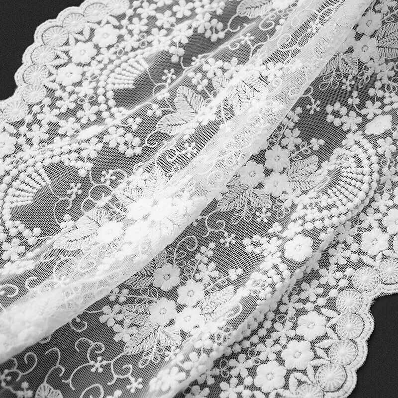 White Vintage Embroidered Lace Table Runner Dresser Scarf Doily Wedding Party