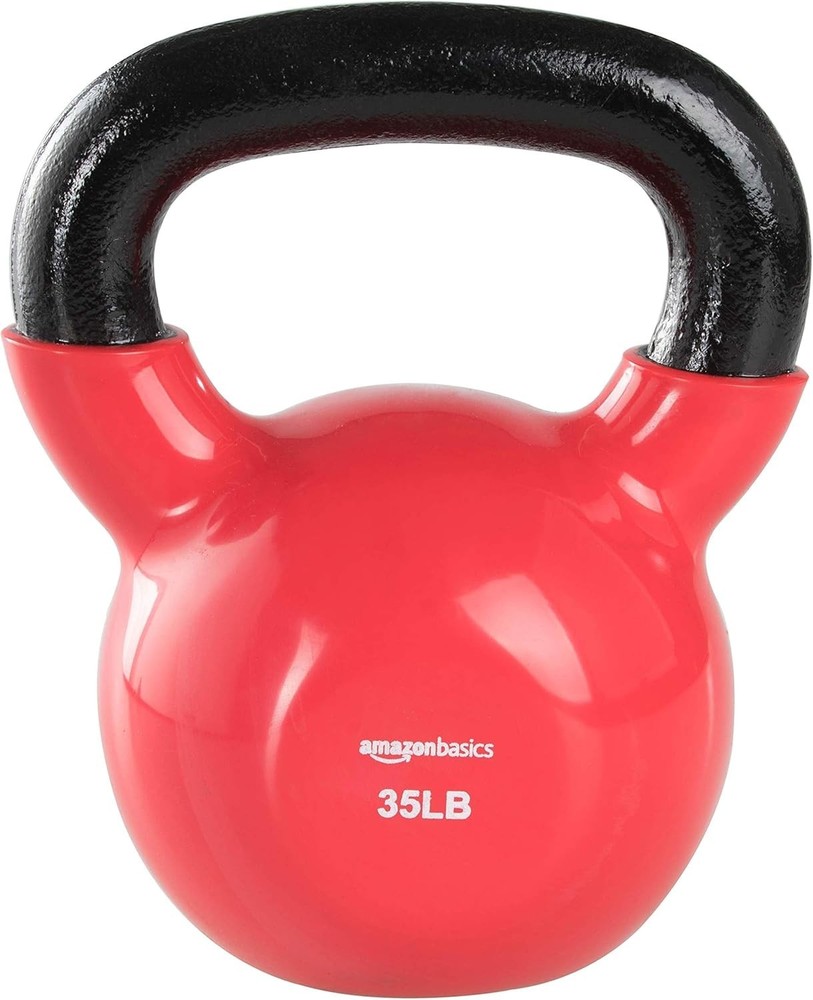 Color Coded Vinyl Kettlebell for Strength Training Weight Lifting Exercises
