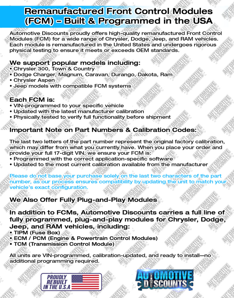 2006 Dodge Durango Multifunction Module BCM FCM PLUG & PLAY 04692024