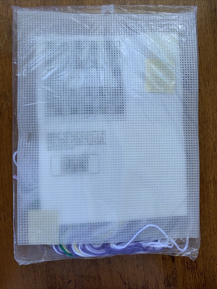 Lavender & Lace Tissue Box Plastic Canvas Needlepoint Kit NIP