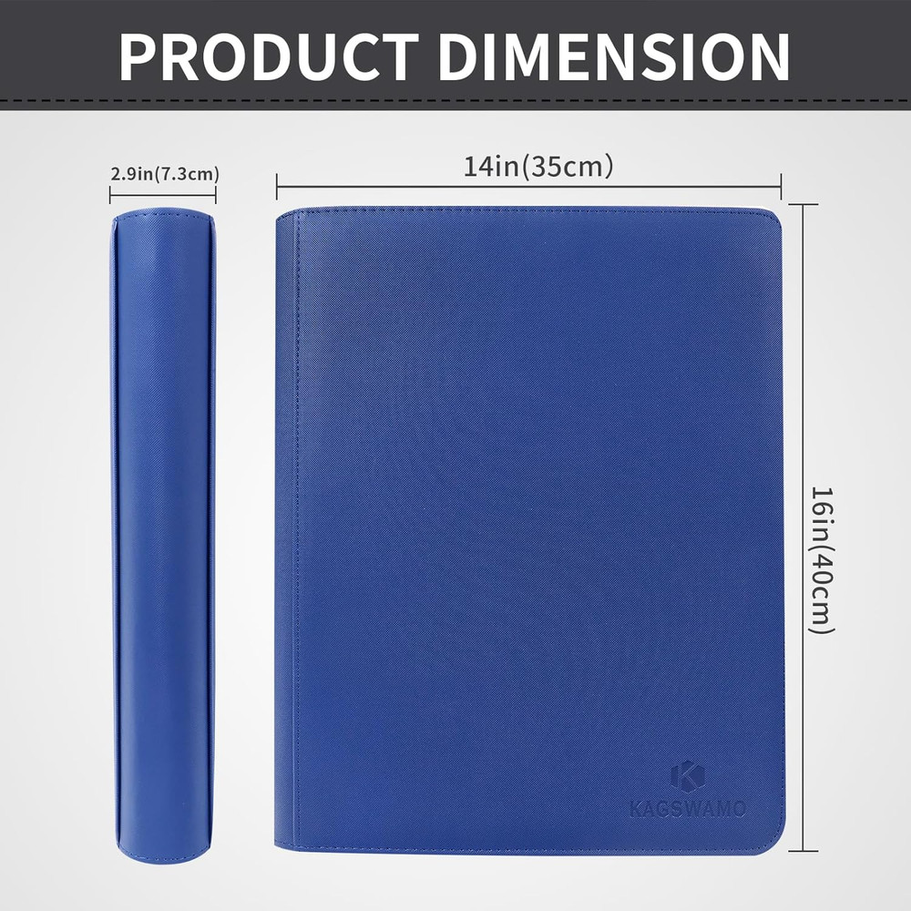 Toploader Binder for 324 Cards, 9 Pockets, Blue Storage Solution