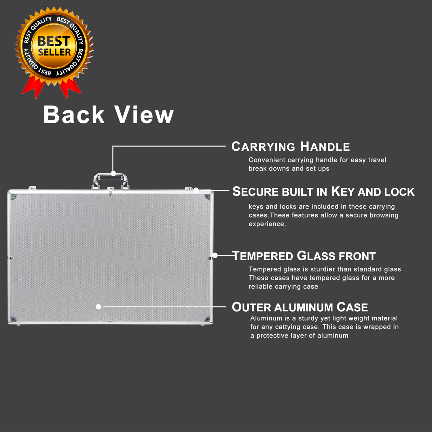 Aluminum Glass Display Case for Cards XL Large Table Top Display Case with Lock