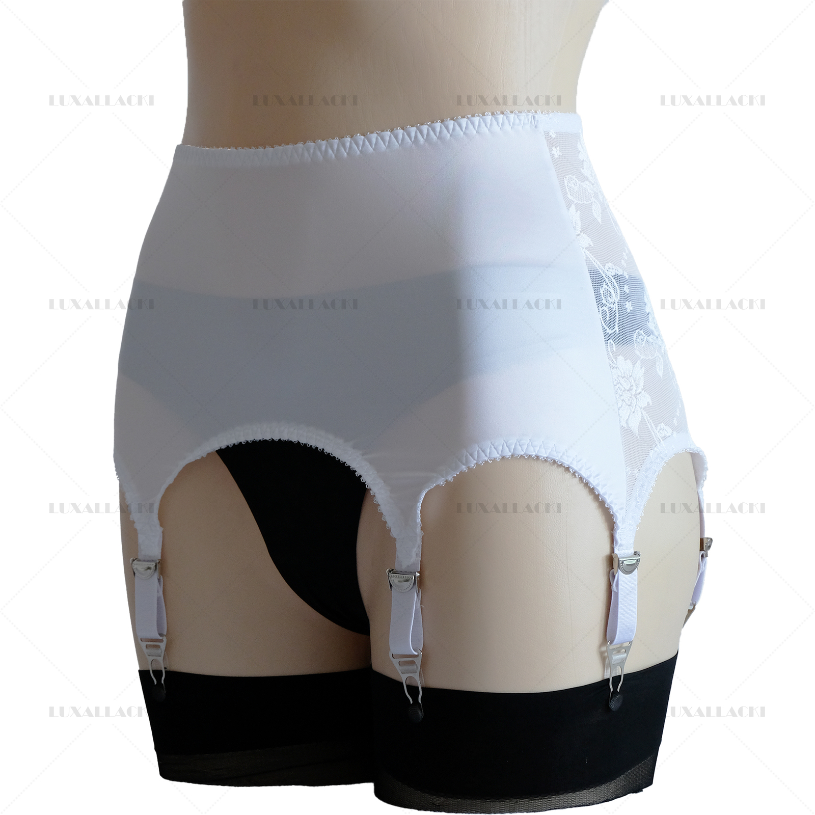 Luxallacki Classic Satin Lace Garter Belt 6 Straps Sexy Waist Girdle (3 Colors)