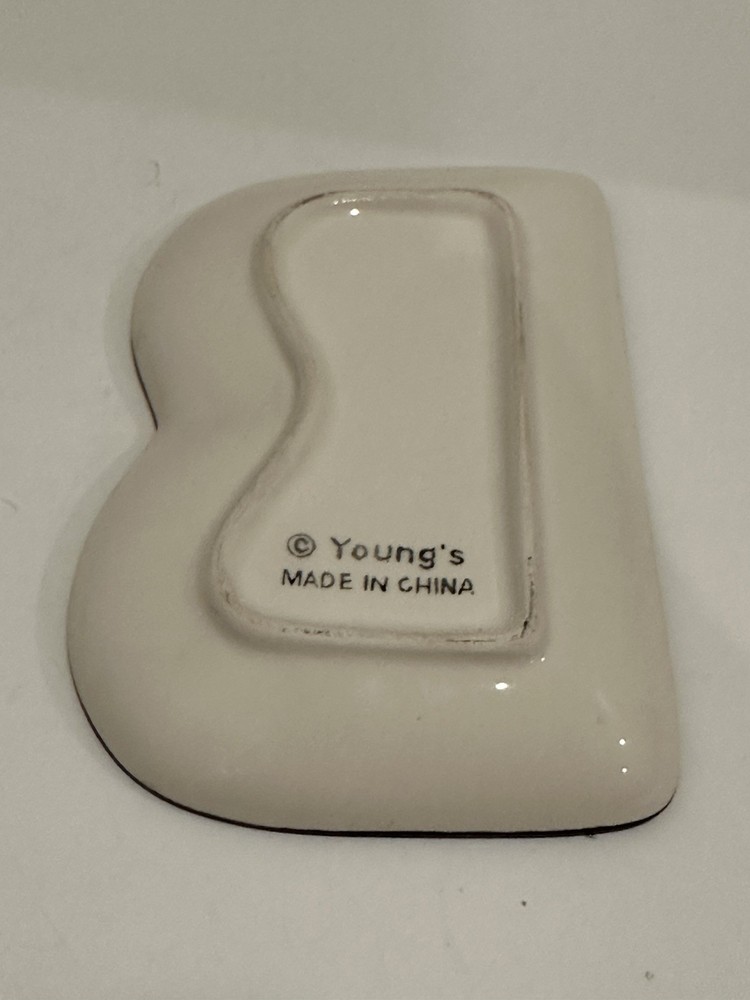 Red Plaid Letter B Ceramic Trinket Dish