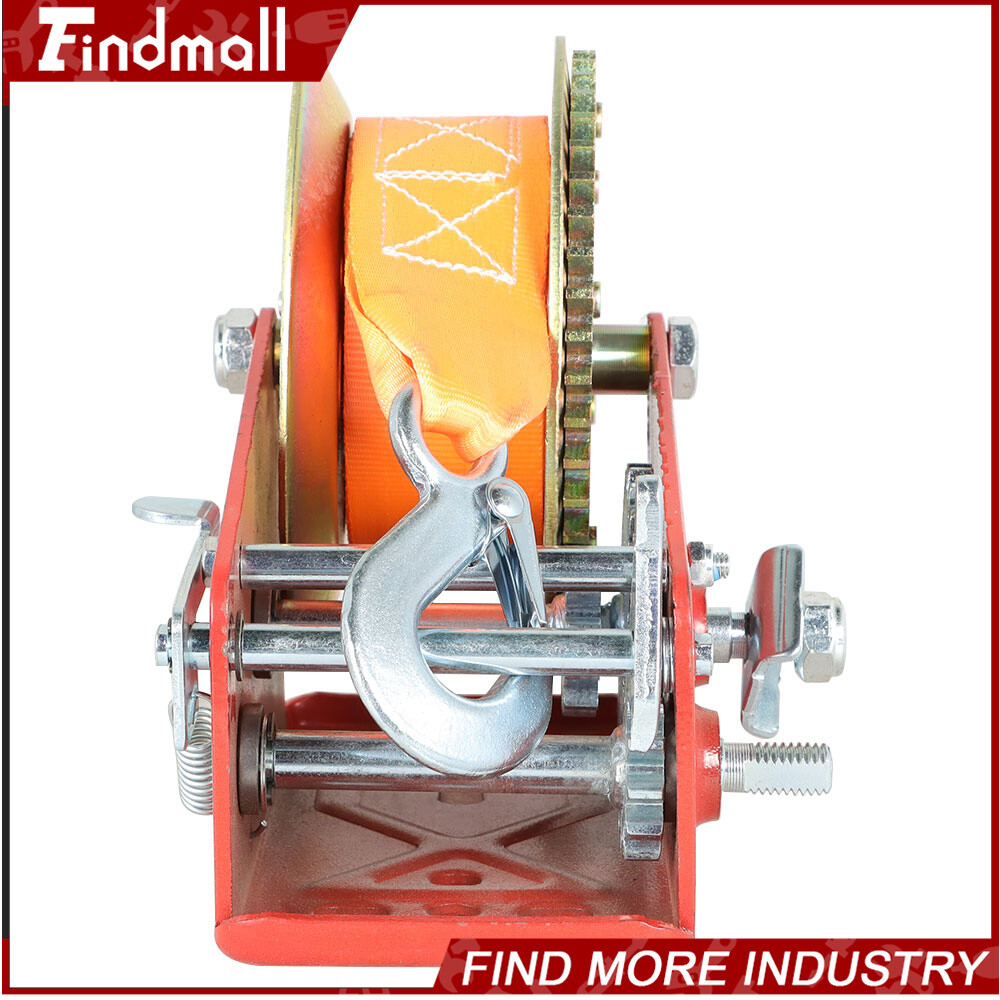 Findmall 3500 LBS Dual Speed Hand Winch Hand Crank Red Strap ATV Trailer Boat