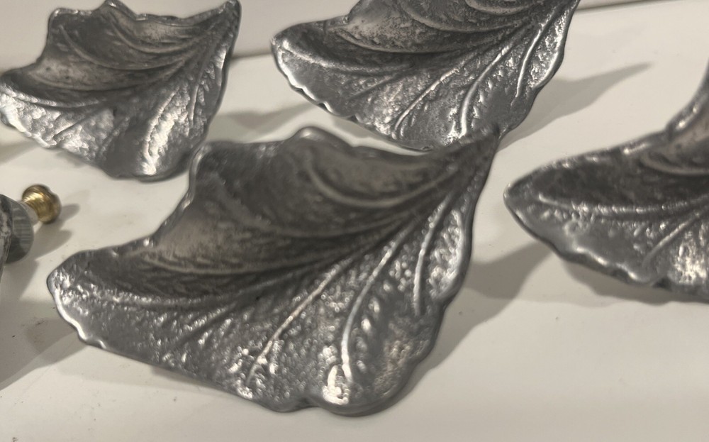 Vintage silver leaf drawer knobs set of 7