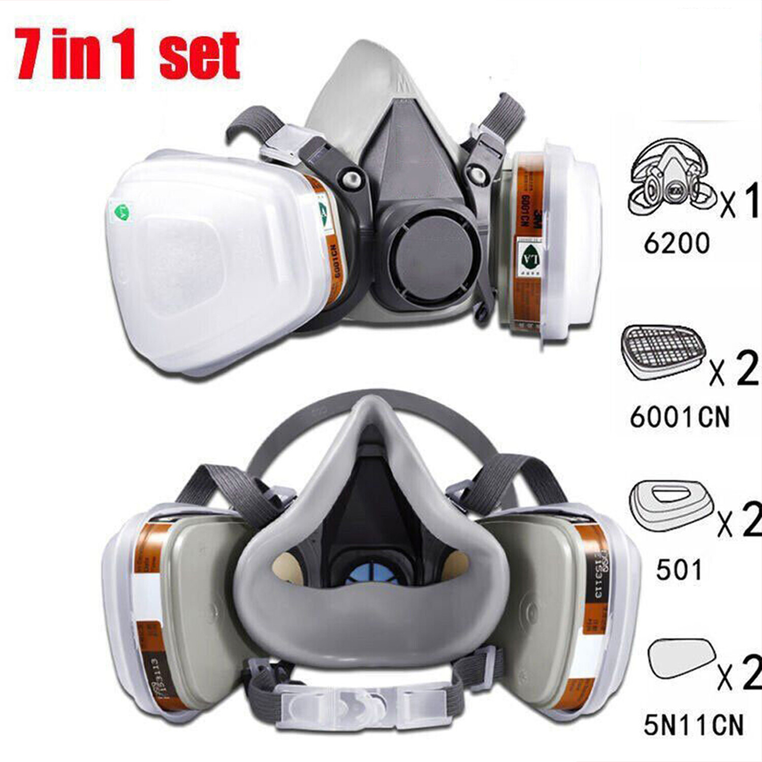PRO 6200 Half Face Gas Mask Cover Painting Spraying Respirator Work Facepiece