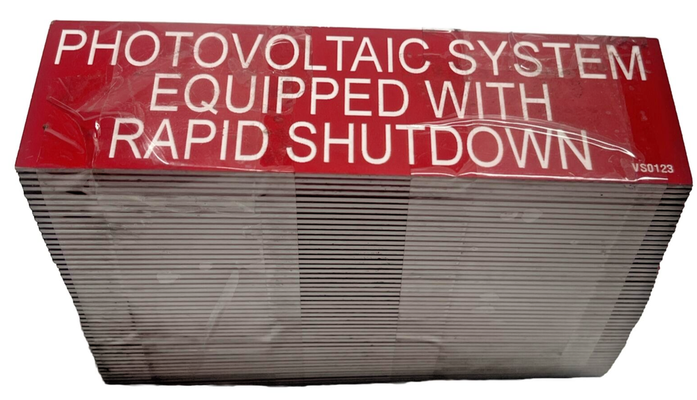 50pcs PV Label - PV System Equipped With Rapid Shutdown Placards, NEC Compliant