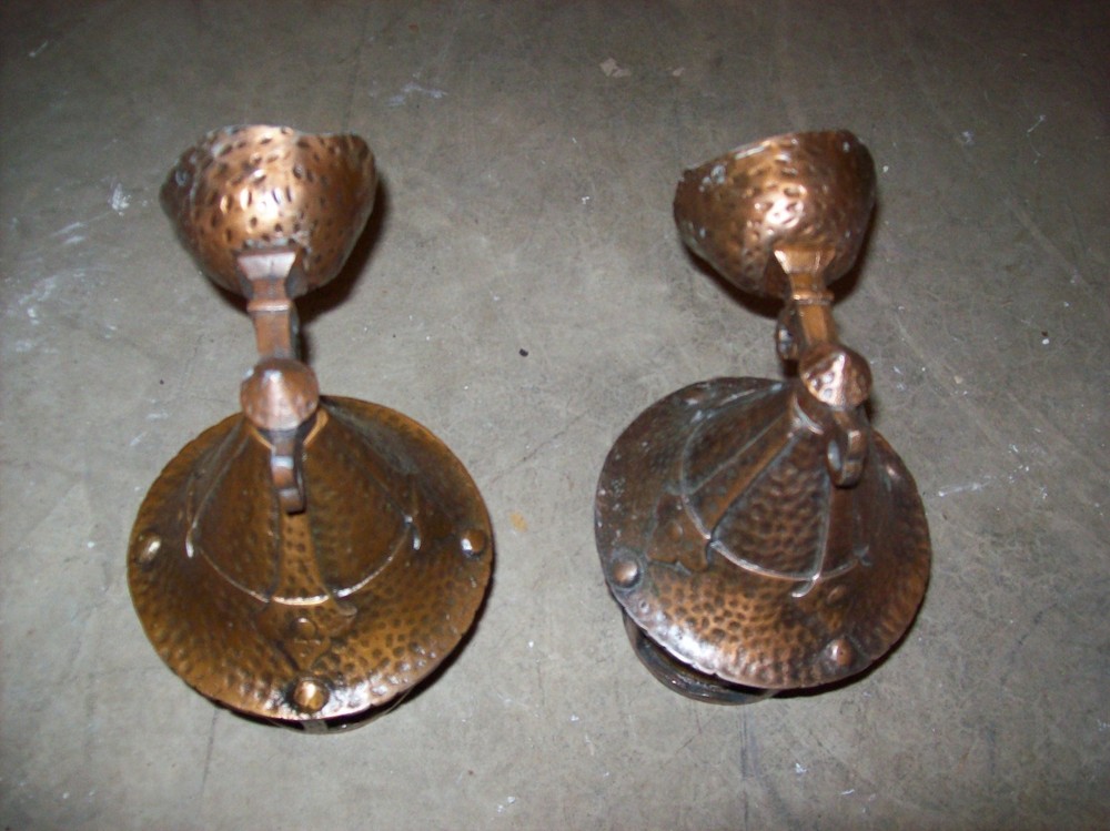 Matching pair primitive cleaned sconces one missing glass (LT 151)