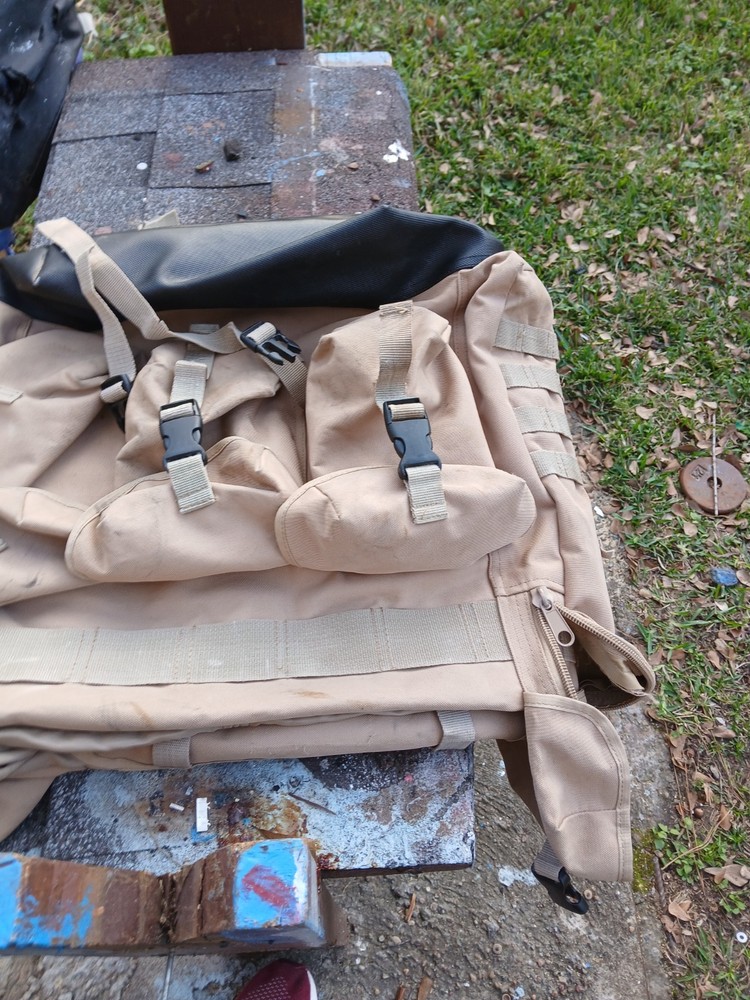 Tan Military Surplus Backpack Militaria Multiple Pockets Webbing