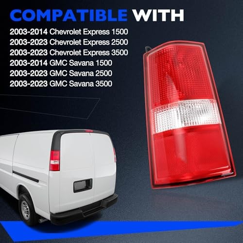 Tail Light Assembly Compatible with 2003-2023 Chevy Express/GMC Savana, Left