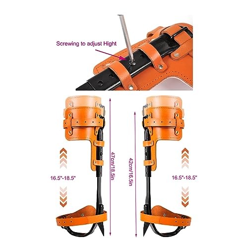 Tree Climbing Gear, Cowhide Leather Tree Climbing Spikes Set, Height-Adjustable