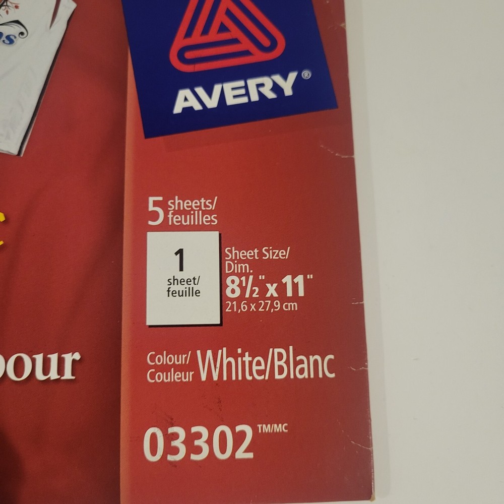 Avery 03302 Stretchable Fabric Iron-on Transfers 5 Sheets