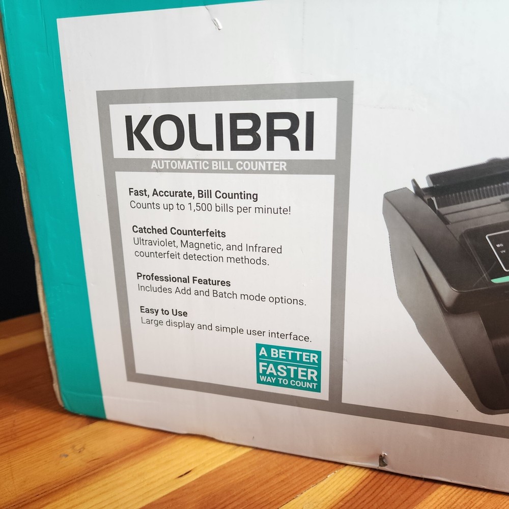 Kolibri Automatic bill counter. Open box tested. UV Counterfeit Detection.