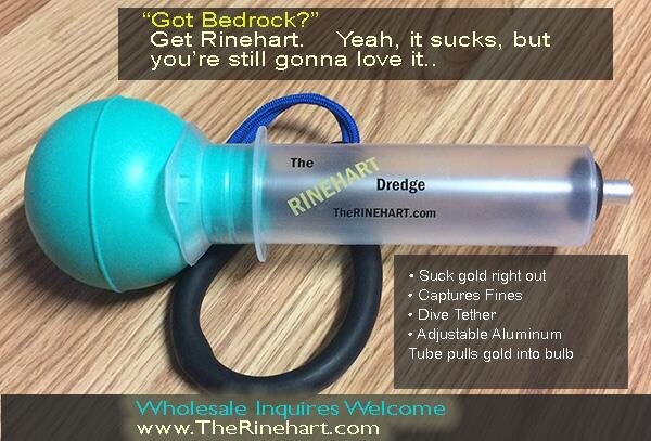 Gold Sucker Sniping Bulb Tool w/Tether 1/4" Dredge Mining Prospecting Crevice