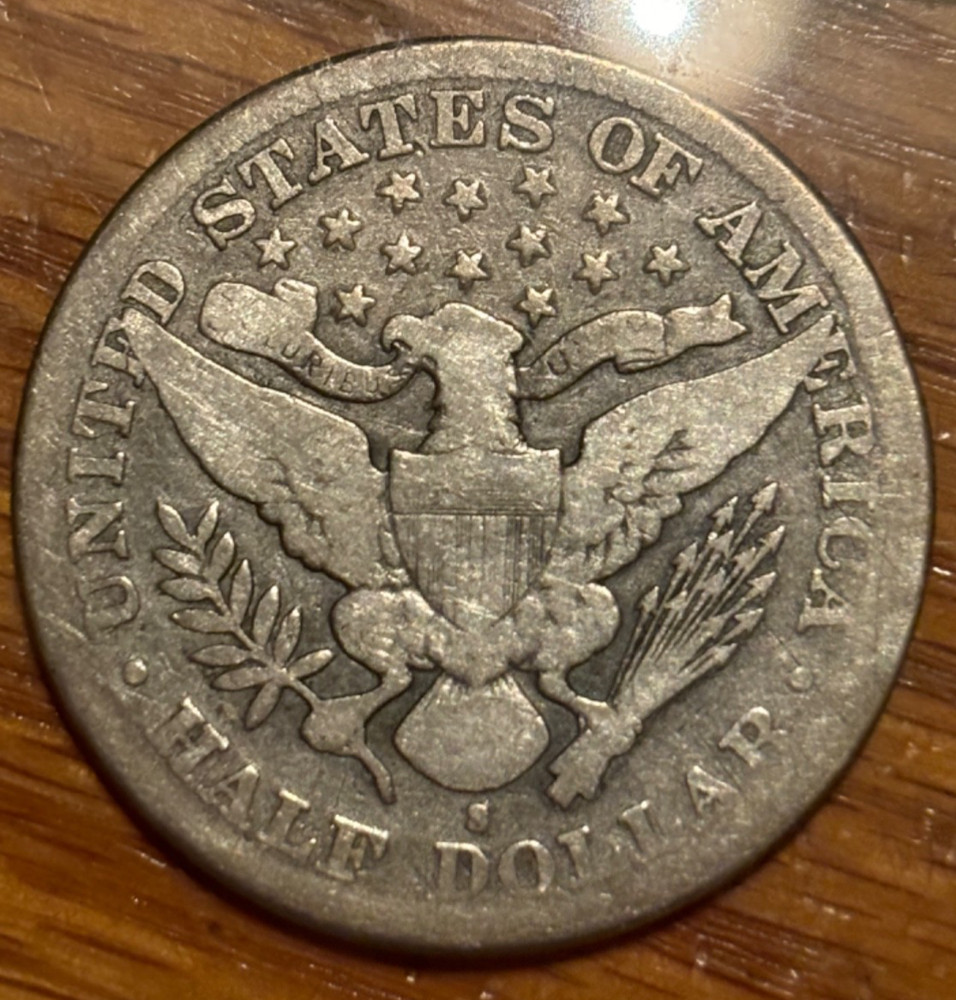 1896-s Barber Half Dollar , better date , VG