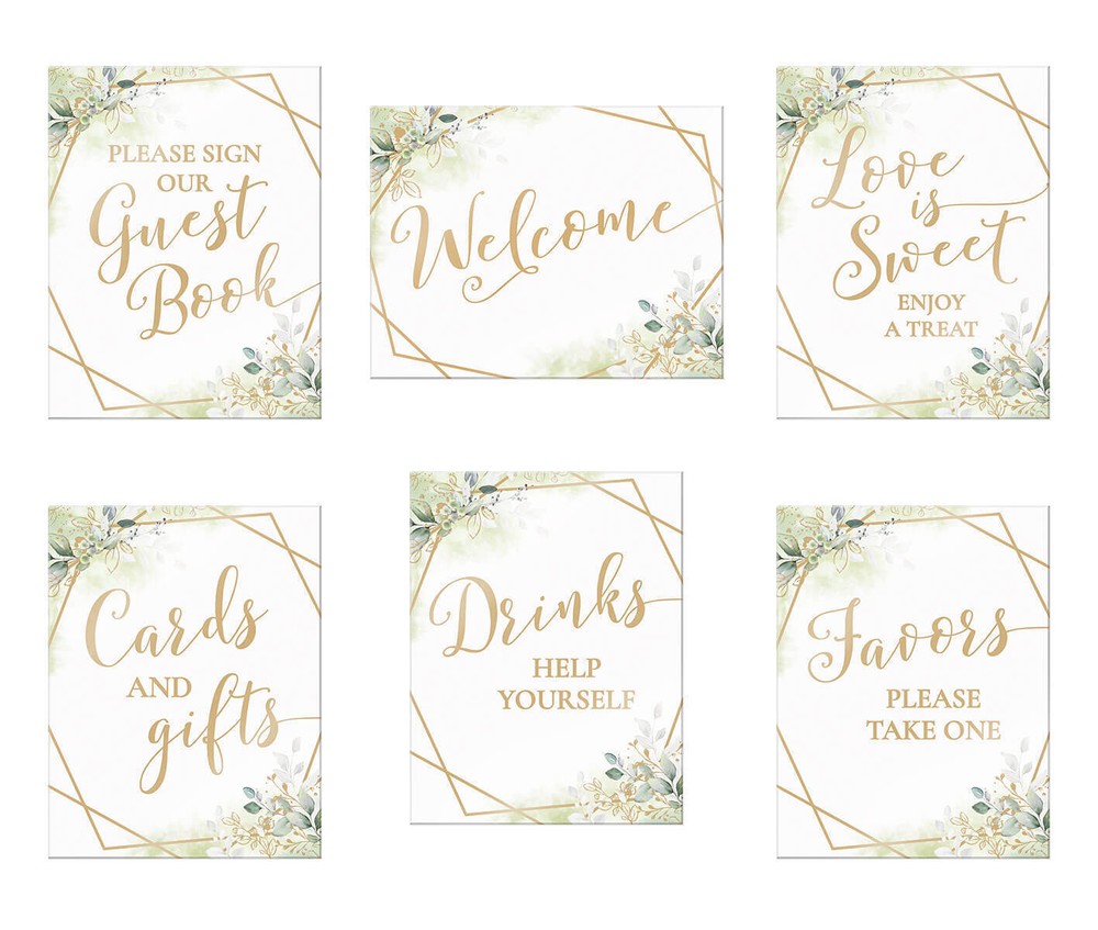 Geometric Botanical Theme Wedding Signs