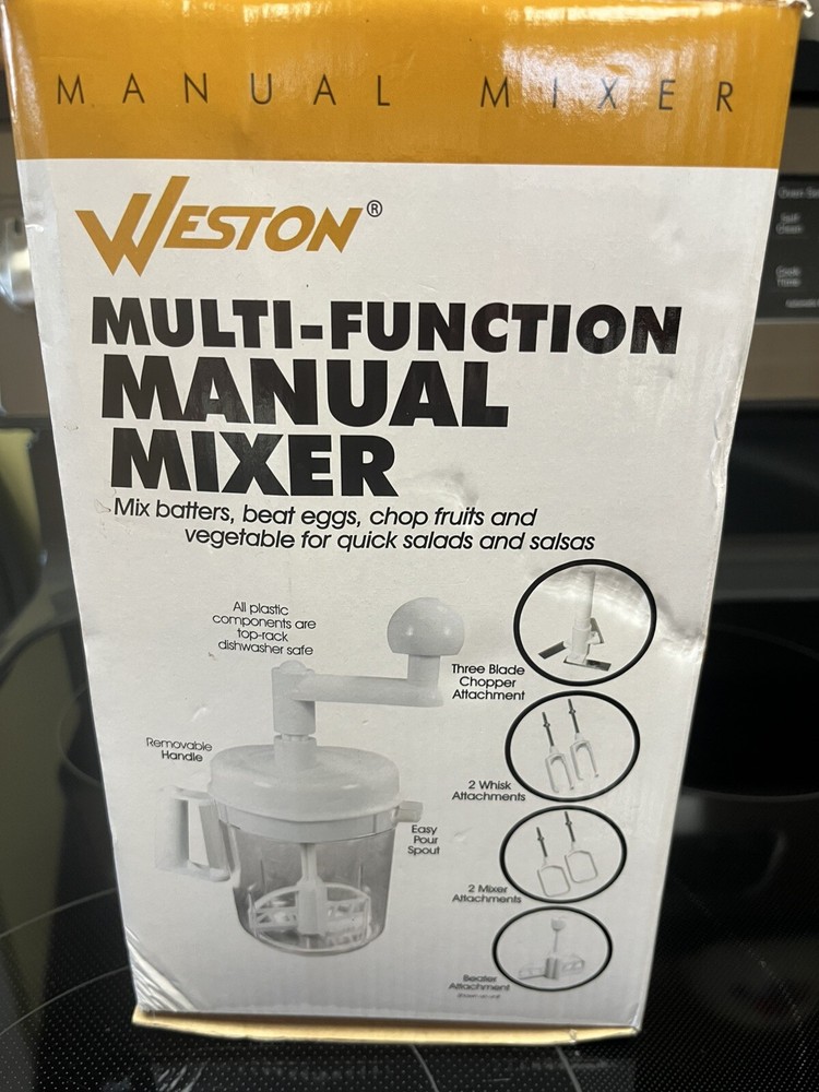 Weston 6 Cup MULTI-FUNCTION MANUAL MIXER With ATTACHMENTS. NEW Box Opened.