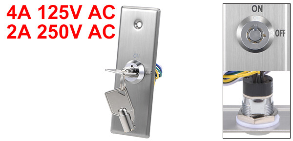 Key Switch Lock On/Off Exit Door Release SPST for Access Control with 2 Keys