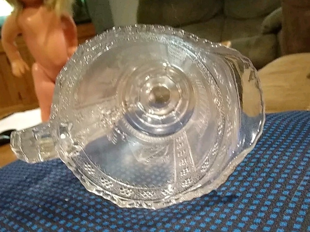 Embossed Footed Glass Pitcher with Pyramid & Sphinx
