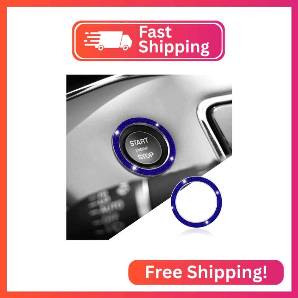 HEVLE Crystal Rhinestone Engine Start Decals, Push to Start Button Cover, Key Ig